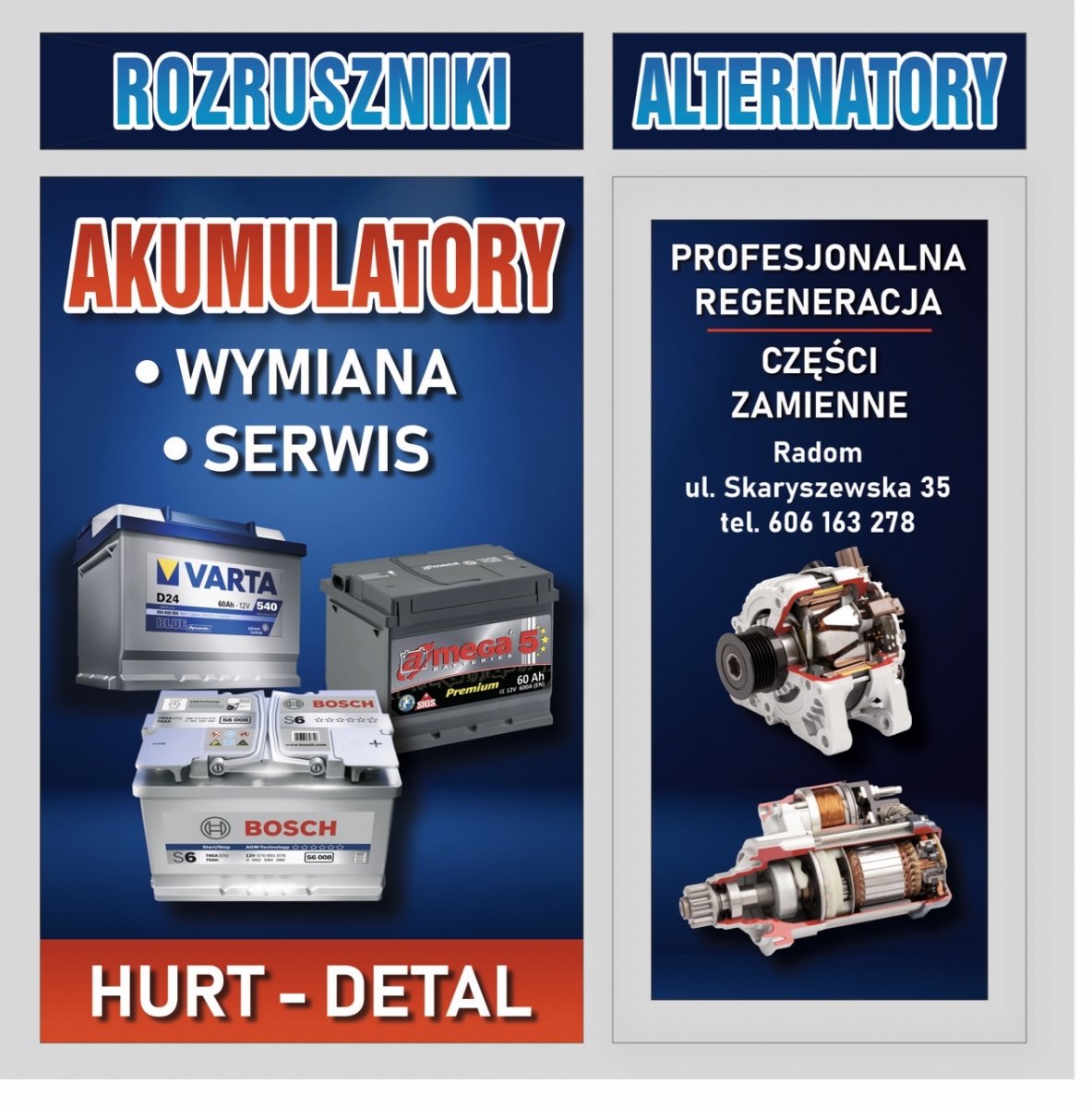 Akumulatory Sprzedaż Wymiana AGM/EFB, Rozruszniki, Alternatory Radom