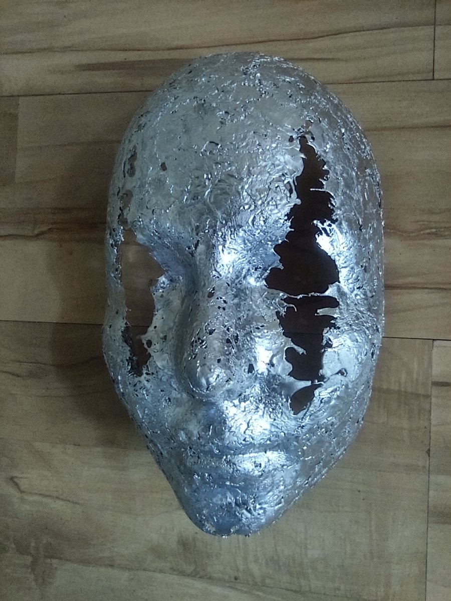Maska z metalu rękodzieło rzeźba duża