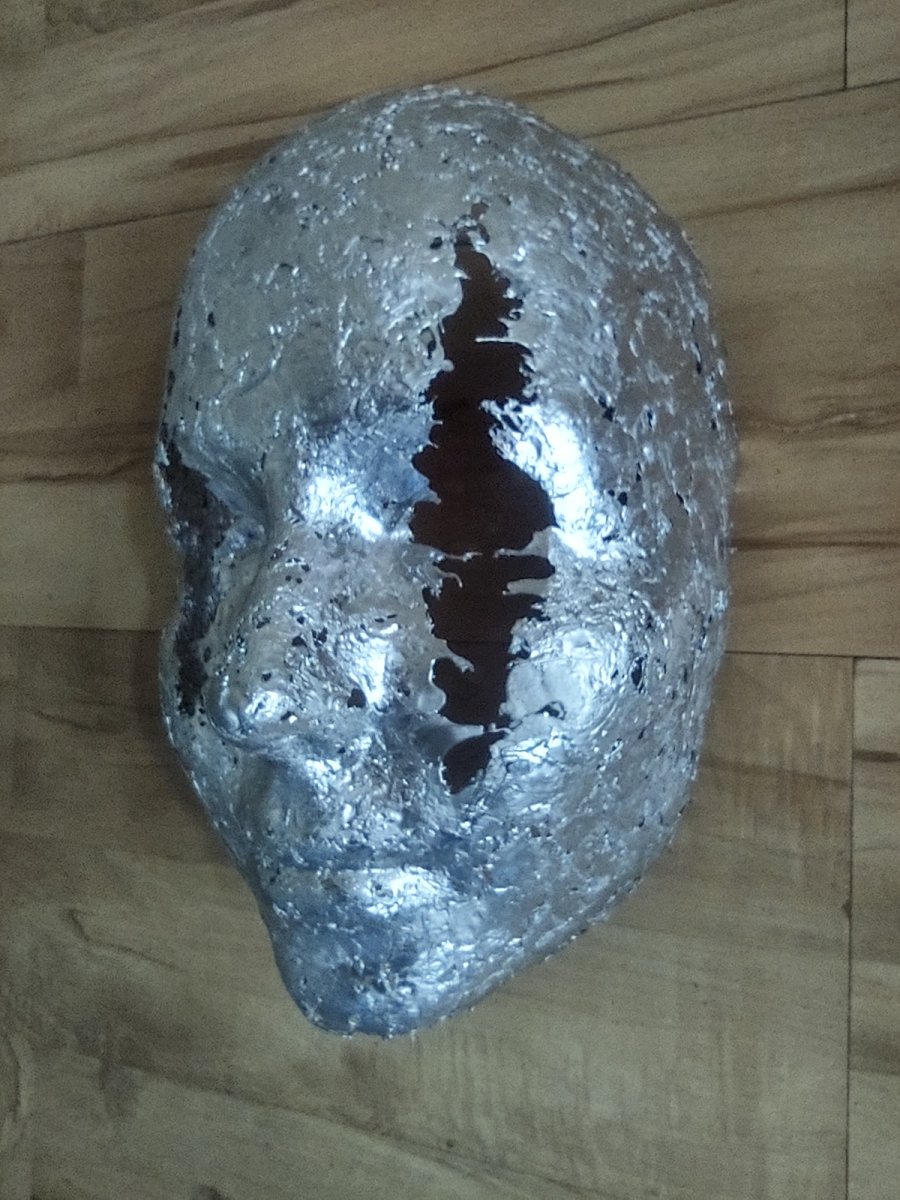 Maska z metalu rękodzieło rzeźba duża