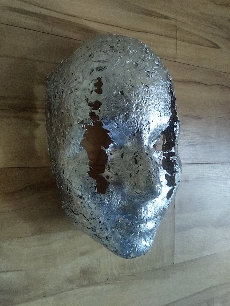 Maska z metalu rękodzieło rzeźba duża