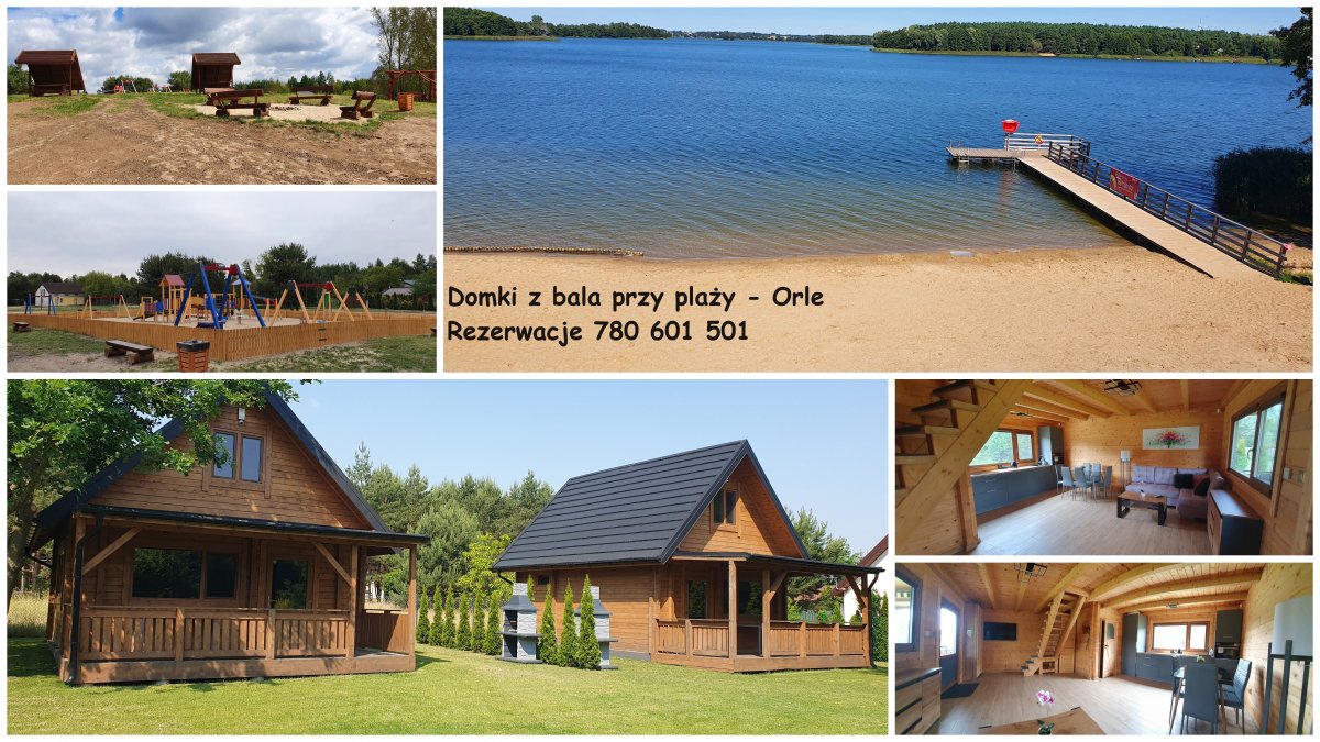 Domki, domek z bala nad jeziorem Głuszyńskim przy plaży Orle 72 wypoczynek