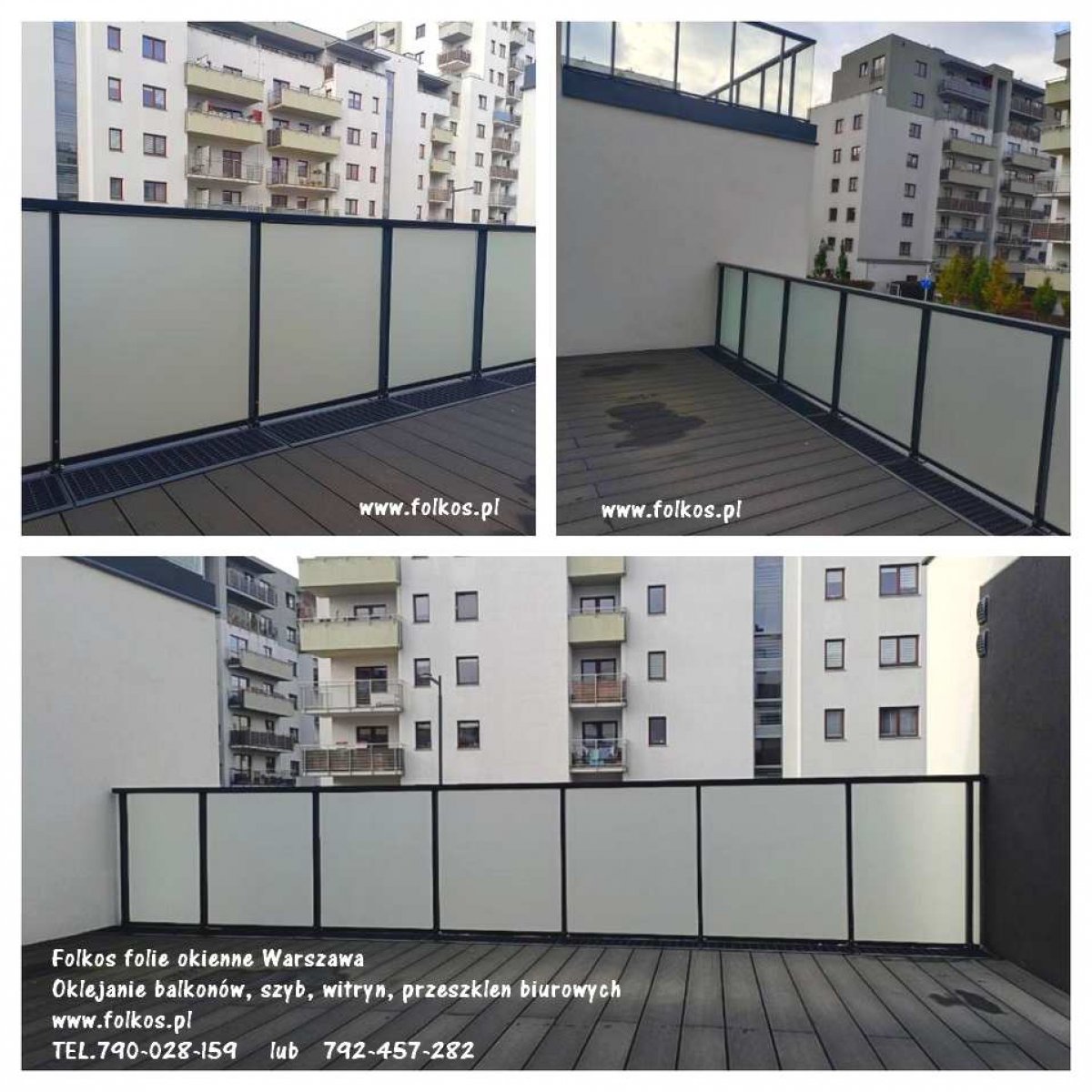 Folie matowe na BALKONY Warszawa - Folia na szklany balkon OKLEJAMY Balkony