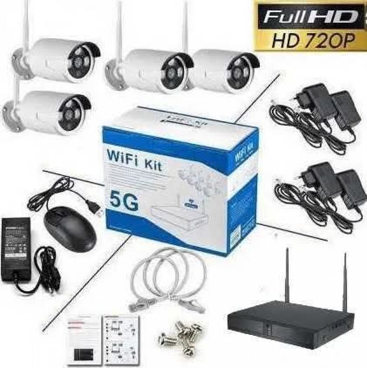 Zestaw monitoringu WiFi Jortan – 4 kamery, rejestrator, FullHD