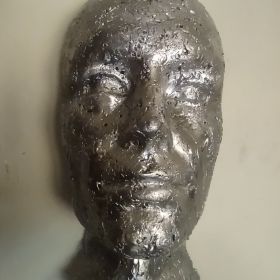Rzeźba z metalu maska scrupture handmade 