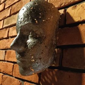 Maska z metalu rękodzieło rzeźba duża 