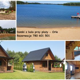 Domki, domek z bala nad jeziorem Głuszyńskim przy plaży Orle 72 wypoczynek