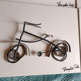 Rower rowerek na płycie 40x50 płaskorzeźba rzeźba loft 