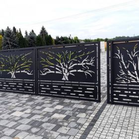 Brama wypalana , ogrodzenie , furtka , przęsła ,